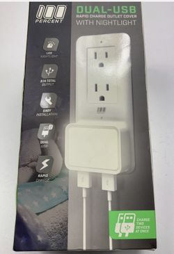 100 Percent MPU12WH Dual USB Port Night Light Smart Faceplate Charger