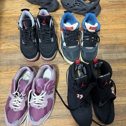 Onyx foam runners sz 11, Breds 4s sz 11.5 , union 4s sz 11.5, new balance protection pack pink 11.5,  jordan 8 playoffs 2023 sz 12