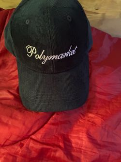 Polymarket Black Corduroy Embroidered Hat (New