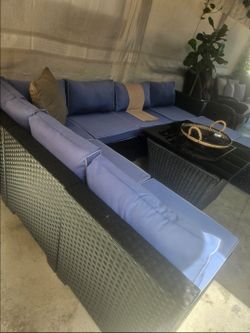 Patio Sectional Set With Table Fire Pit/9pc Sectional Set/Outdoor Furniture/Cash Only