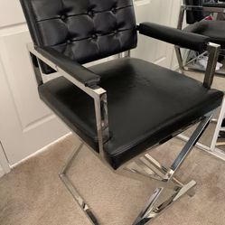 Black And Chrome Leather Directors Chair 