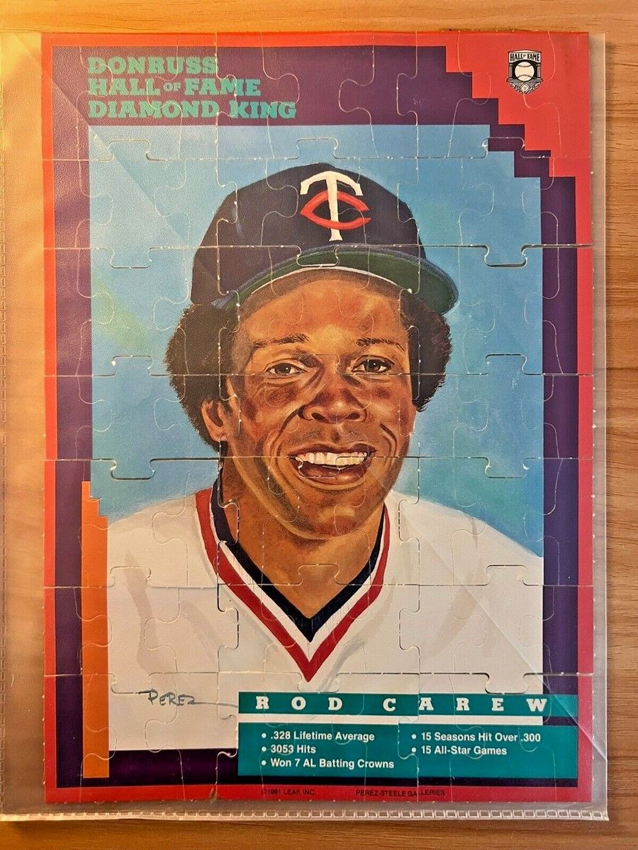 Rod Carew 1991 Donruss Complete 63-piece Piece Puzzle Unpunched - Collectible
