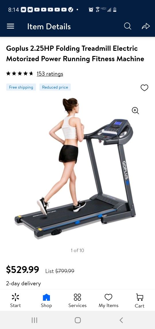 Goplus Folding Treadmill Electric Motorized Power Running