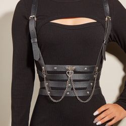 Punk Leather Belts Women Body Chain Waist Belt Goth Bondage Lingerie Harness With Suspenders 