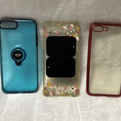 3 iPhone 8 plus blue red clear flowers phone case