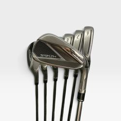 TaylorMade Stealth Iron Set 5-PW SW KBS MAX MT 85 Stiff Flex Oversize Grips RH