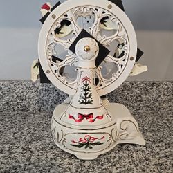 NWOB 2001 Avon Porcelain Musical Wind-up Christmas Ferris Wheel - plays "Oh Christmas Tree"