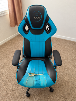 XPOT Blue & Black Gaming Chair - Torn Seat