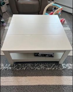 White square heavy wood table