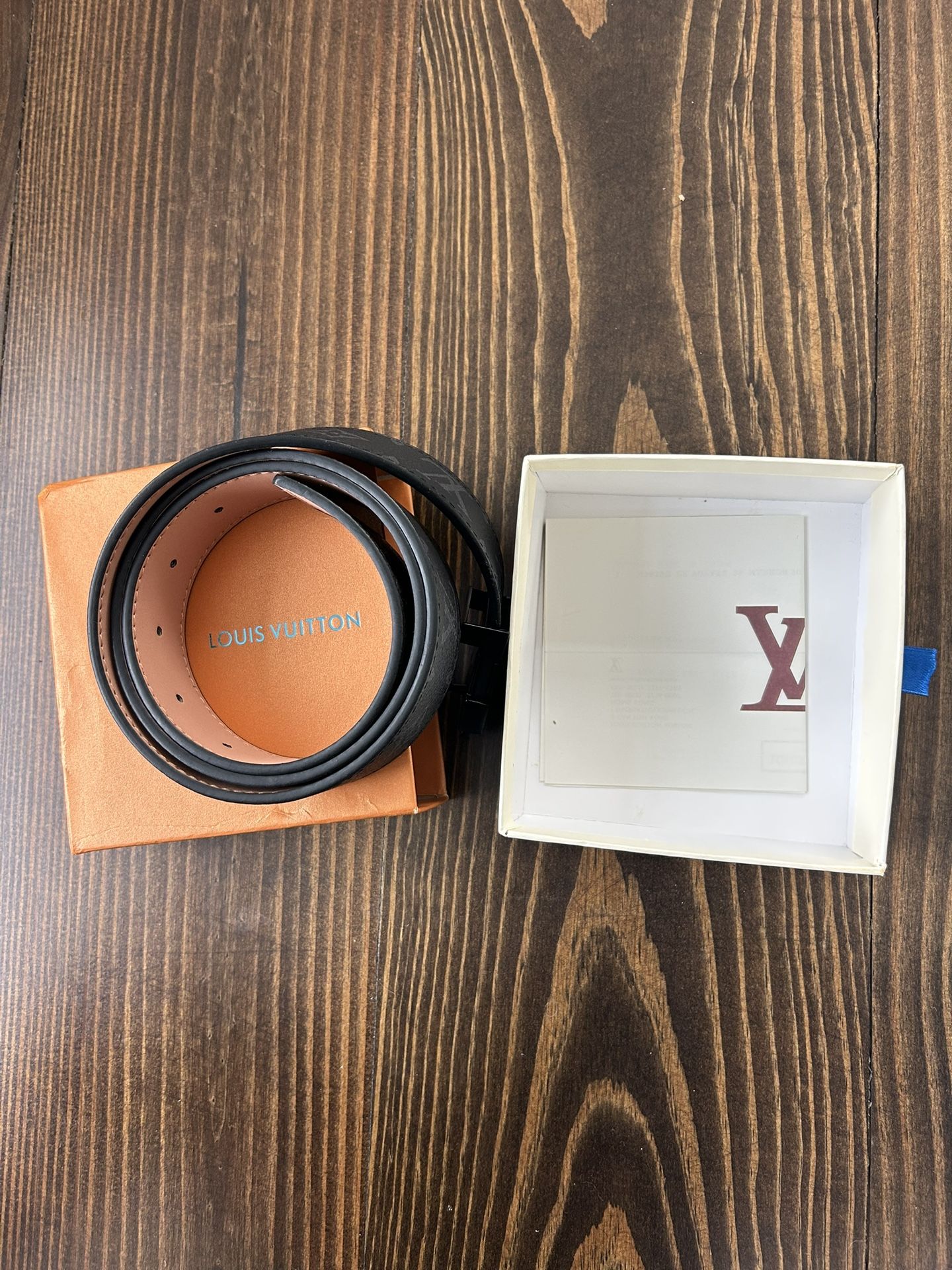LV Initiales 44” Matte Black Belt