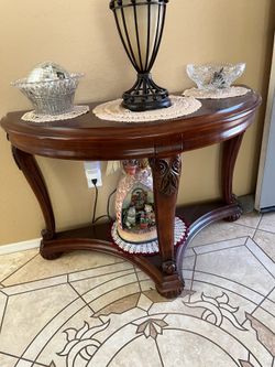 $100 solid wood table $50 Metal & Marble top table, $99 Center round Table, $99 Vintage wood end table