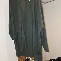 Womens Size 4x Khaki Green Cardigan Duster Sweater 