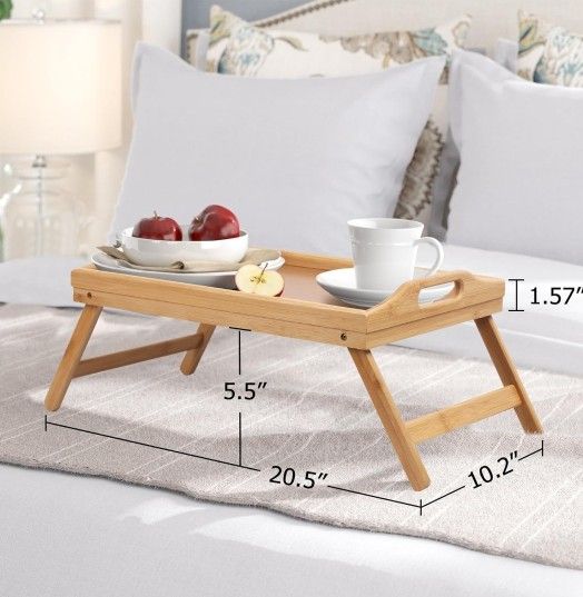 Bed Tray Table Folding Legs with Handles Breakfast Tray for Sofa Eating,Drawing,Platters Bamboo Serving Lap Desk Snack Tray