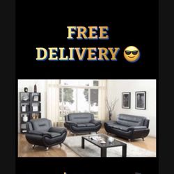3pc Living Room set NEW GRAY/BLACK $1000