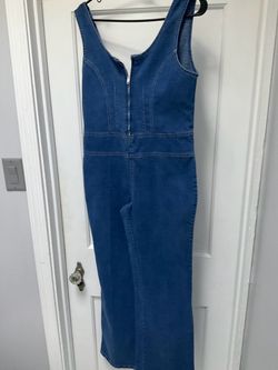 Blue Denim Sleeveless PANTS Jumpsuit size Medium