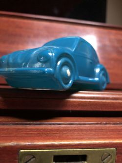 Vintage Blue Volkswagen Bug Avon Aftershave Glass Bottle