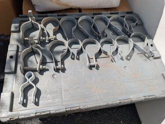 Lot of Metal Pipe Clamps / Conduit Hangers 15 pieces