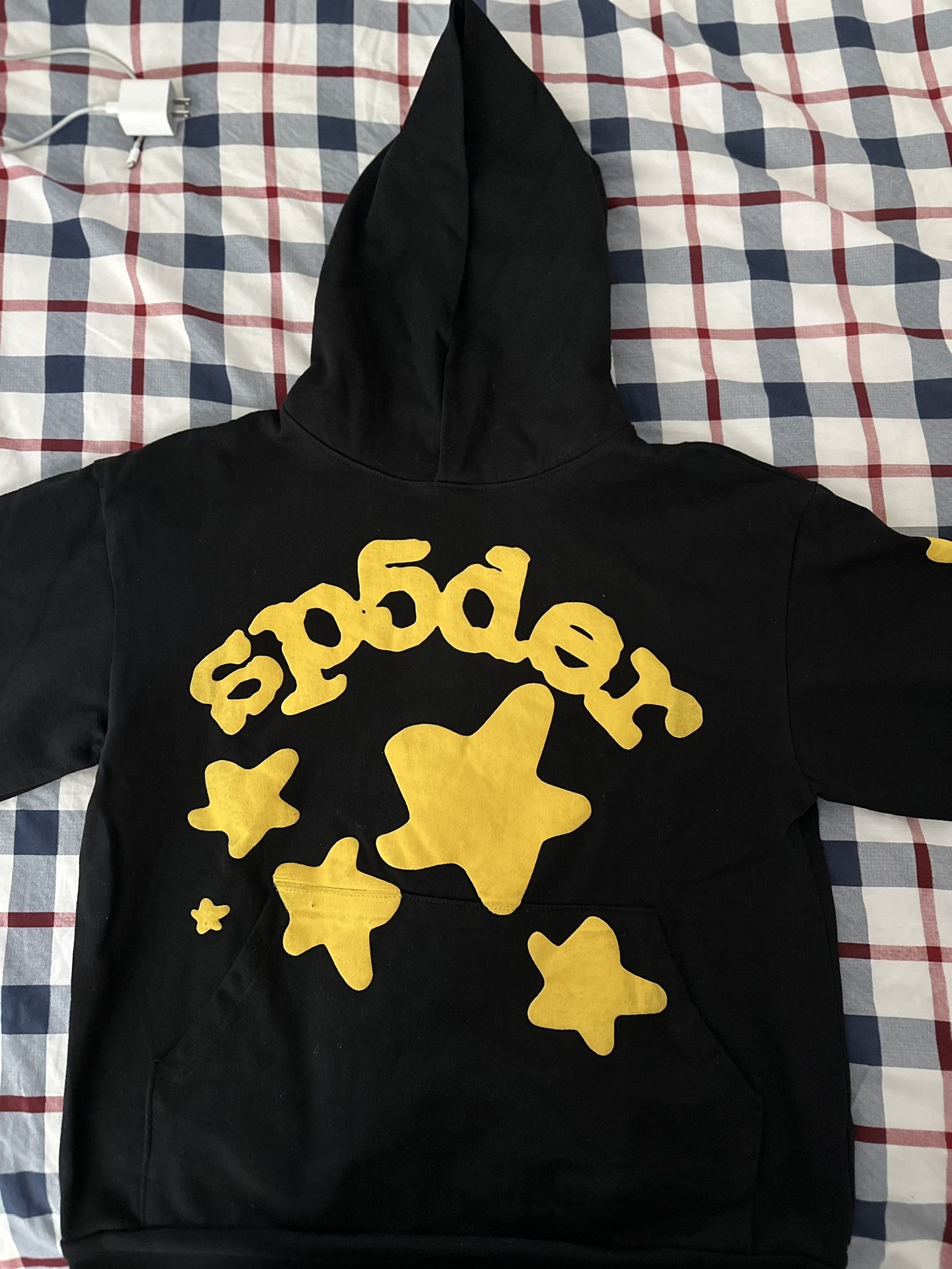Yellow and black sp5der hoodie