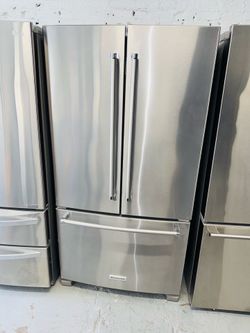 KitchenAid Stainless Steel Refrigerator (36" x 24" x 69") — Includes receipt for a 90-day warranty.