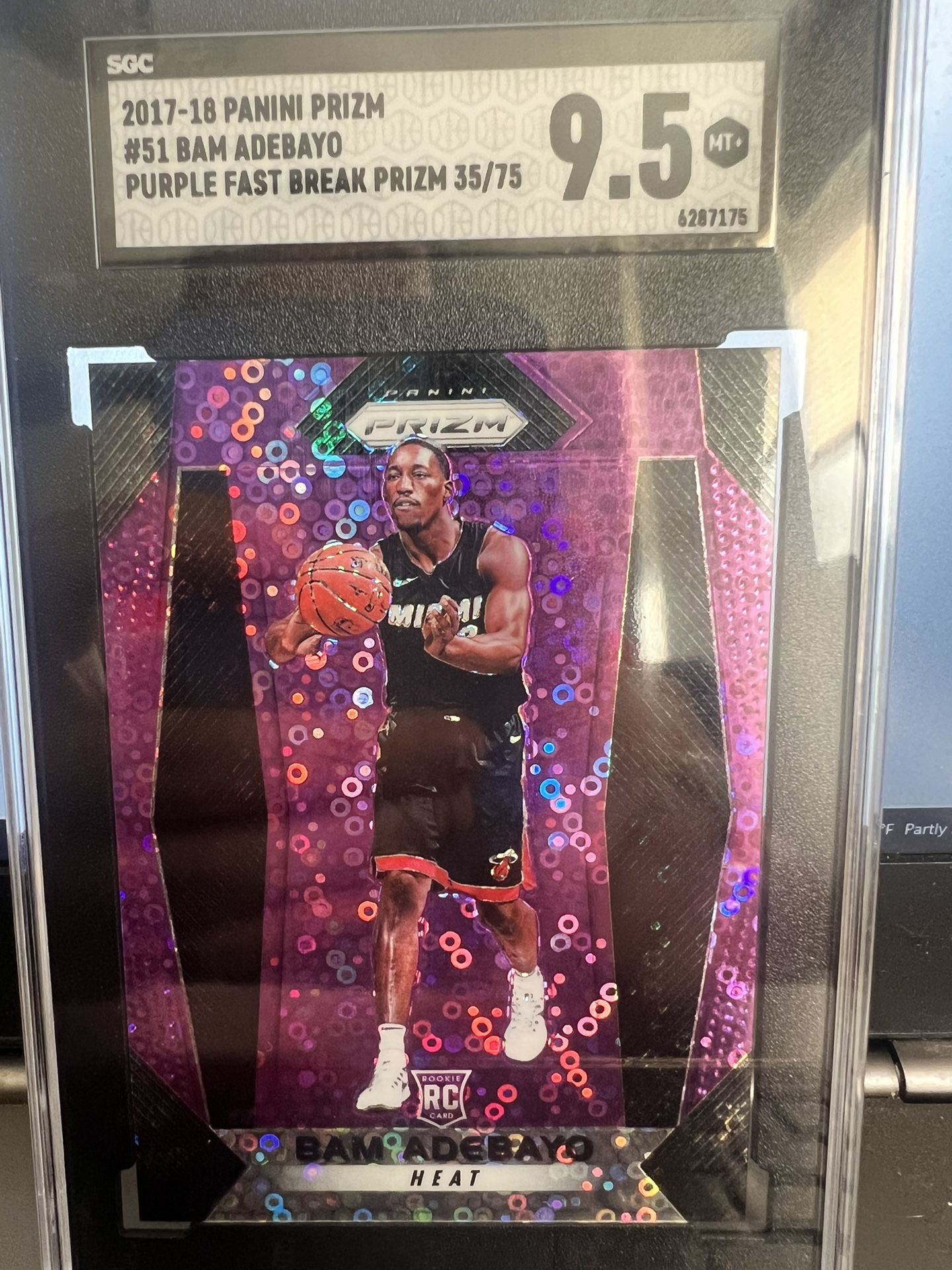 Bam Adebayo Rookie Card Purple Fast Break Graded 9.5 /75