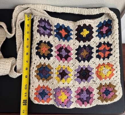 American Flirt Tote Bag Shoulder Bag Crochet Knit Sunflower Granny Square Quilt just $7