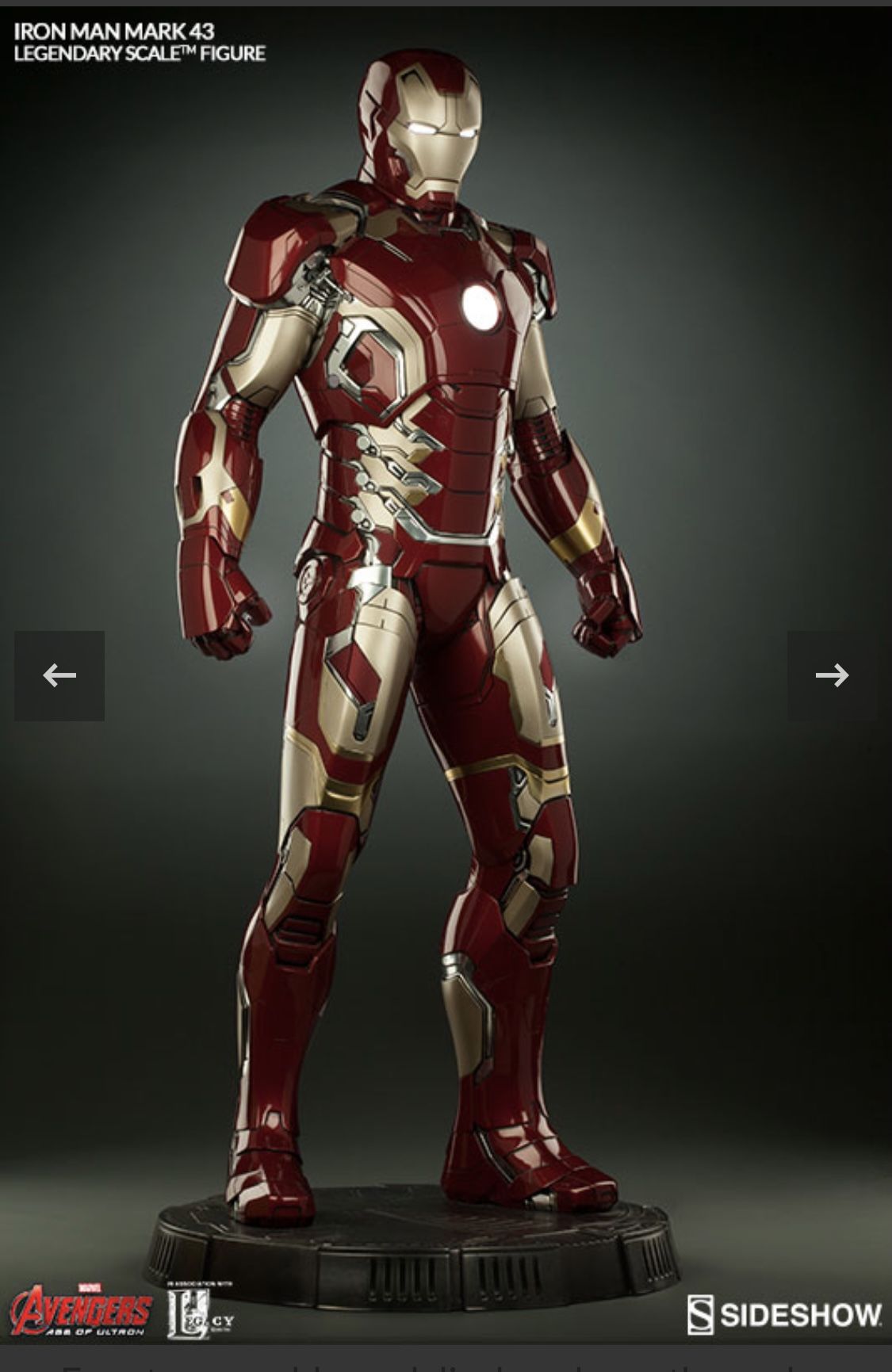 Sideshow MARVEL IRON MAN MARK 43 Legendary 1:2 Scale LSF Statue Figure, image size:1125x1731