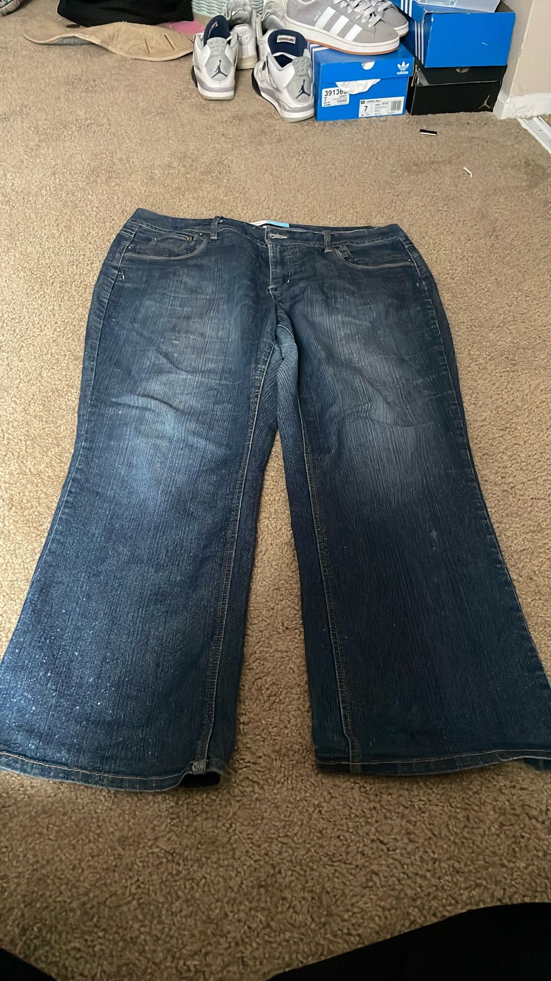 dark blue bootcut jeans