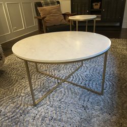 Faux Marble Coffee Table And Side Table 