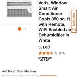 
Lg 8,000 BTU Doe 115-Volts Window Air Conditioner Cools 350 sq. ft. with Remote in White