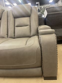 Gray Power Reclining Loveseat w/ Console