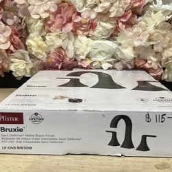 Pfister Bruxie 8 in. Adjustable Widespread Double Handle Bathroom Faucet with Drain Kit Included in Spot Defense Matte Black