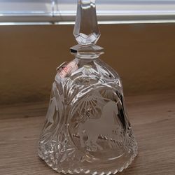 Vintage 24% Lead Crystal Cut Glass Bell w Unicorns Artmark Bleikristall W. Germany