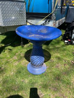 blue ceramic bird bath (for repair)