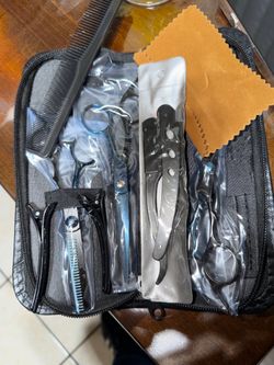 Professional haircut scissors set up