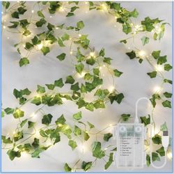 Brand New Vines with Fairy Lights,Leaf String Warm White Lights Battery/USB Operated,23FT