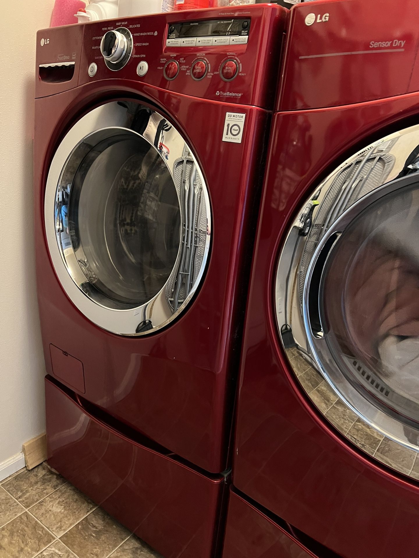 LG Red Washer Dryer Set
