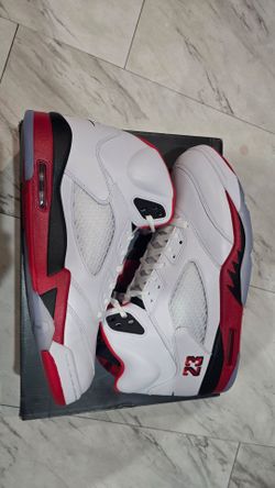 Jordan 5 Retro Fire Red Black Tongue Size 13