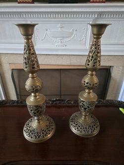 Vintage Ornate Brass Pillar/Candlestick