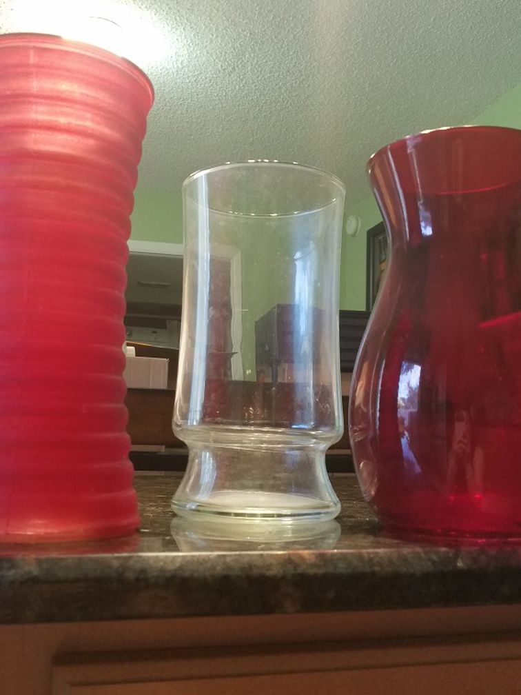 Red and Clear Vases
