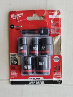 Milwaukee impact Socket Set 3/8 sae