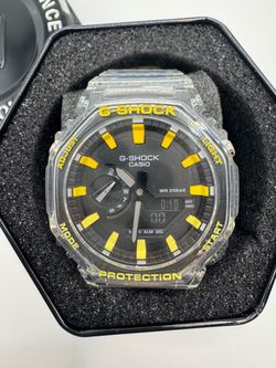 G-Shock GA-2100 Clear Transparent & Black/Yellow Analog-Digital Watch – New in Box