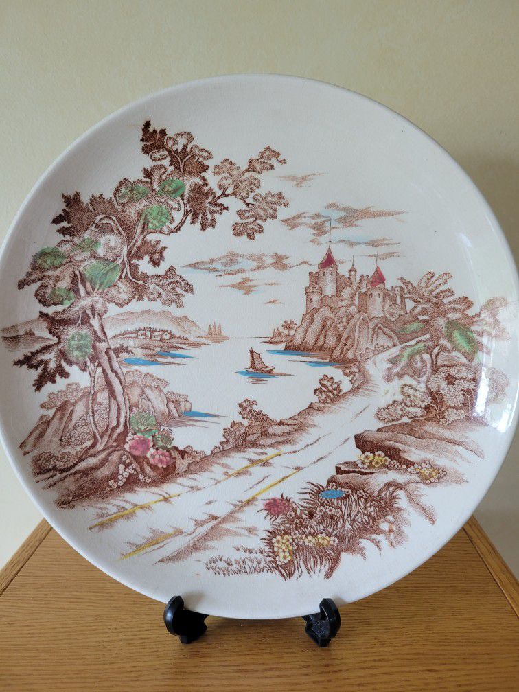 Antique Serving Plate Royal Vista Ucagco Japan Castle Lake