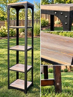 Industrial Farmhouse 4-Tier Bookshelf | Rustic Wood & Black Display Shelf