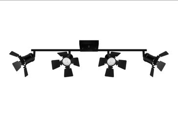 4 Light Track Lighting Fixtures Ceiling, Black Track Lighting with Rotatable Heads, Vintage Industrial Ceiling Spotlight Light for Kitchen/Living Room