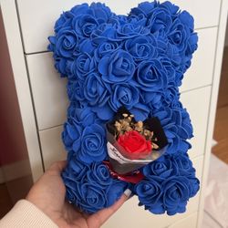 Artificial Rose Bear - Blue 