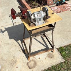 Bench Grinder And Vice With Stand 