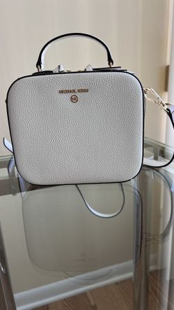 NWT MICHAEL Michael Kors Jet Set Medium Pebbled Leather Crossbody Bag OpticWhite