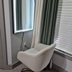 LED touch mirror with chair