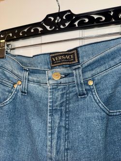 💫👖🔥Vintage VERSACE Signature Jeans Size 10–12 – Designer 90s/Y2K Denim Medusa Detail