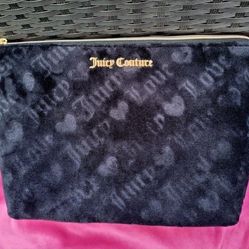 Juicy Couture Black Velour Zip Makeup Bag 